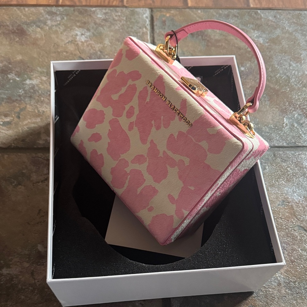 Brandon Blackwood Pink and Cream Mini Box Bag